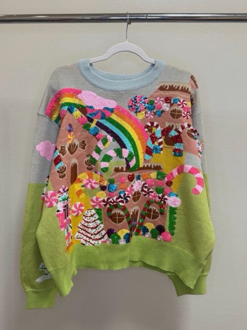 Candyland Pattern Crewneck Sweater  (Queen of Sparkles)